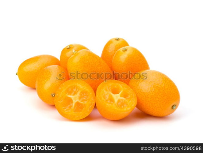 Cumquat or kumquat isolated on white background close up