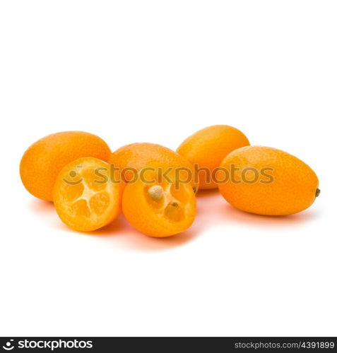 Cumquat or kumquat isolated on white background close up