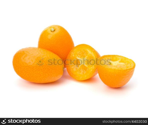 Cumquat or kumquat isolated on white background close up