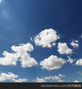 Cumulus cloud formation in blue sky.