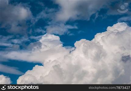 Cumulus clouds. backdrop of beautiful big cumulus clouds