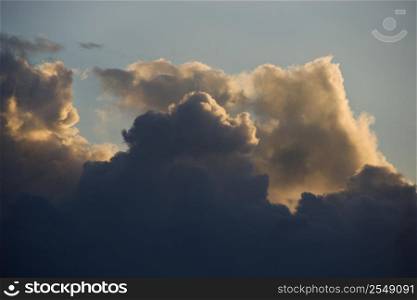 Cumulus clouds in sky.