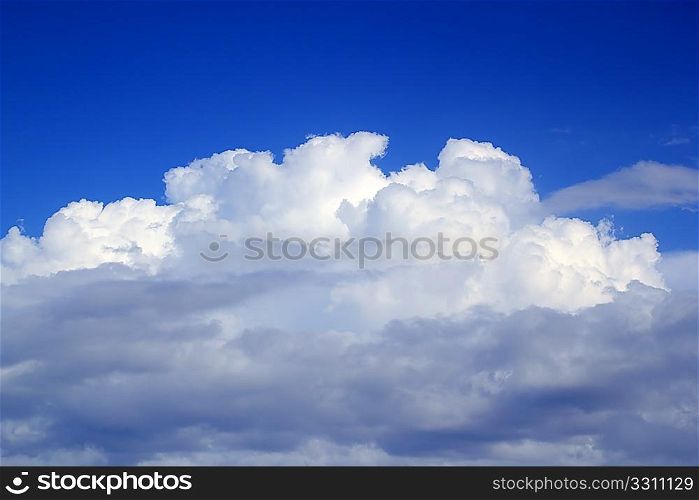 Cumulus clouds sky under perfect blue sky