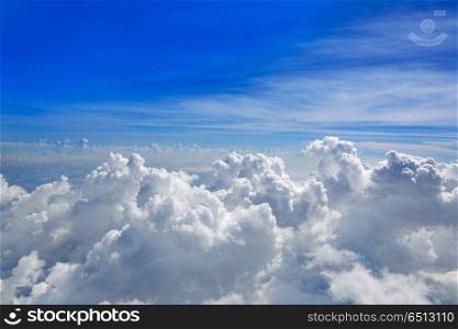 Cumulus sea of clouds view from aerial view. Cumulus sea of clouds view from aerial view aircraft point of view