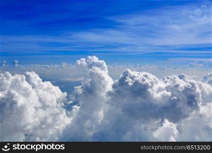 Cumulus sea of clouds view from aerial view. Cumulus sea of clouds view from aerial view aircraft point of view