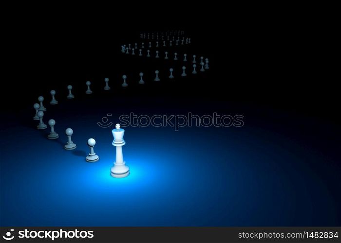 Cunning maneuver. Horizontal chess composition. Available in high-resolution and several sizes to fit the needs of your project. 3D rendei illustration. Black background layout with free text space.
