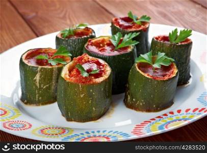 Cuor di zucchina -italian baked zucchini stuffed with cheese and tomatoes