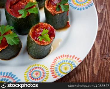 Cuor di zucchina -italian baked zucchini stuffed with cheese and tomatoes