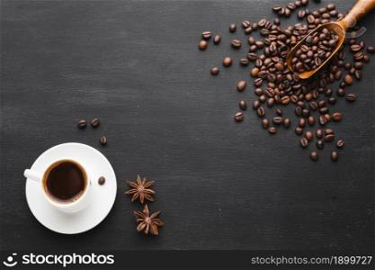 cup coffee with beans anise. Resolution and high quality beautiful photo. cup coffee with beans anise. High quality beautiful photo concept