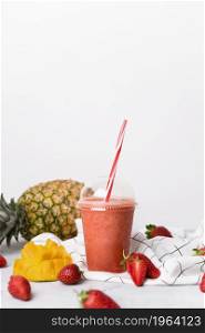 cup delicious strawberry smoothie. High resolution photo. cup delicious strawberry smoothie. High quality photo