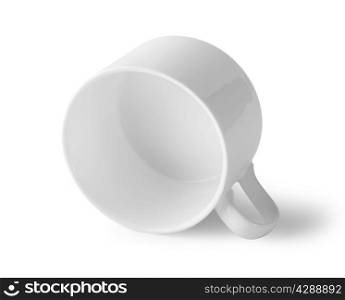 Cup lying on its side isolated on white background