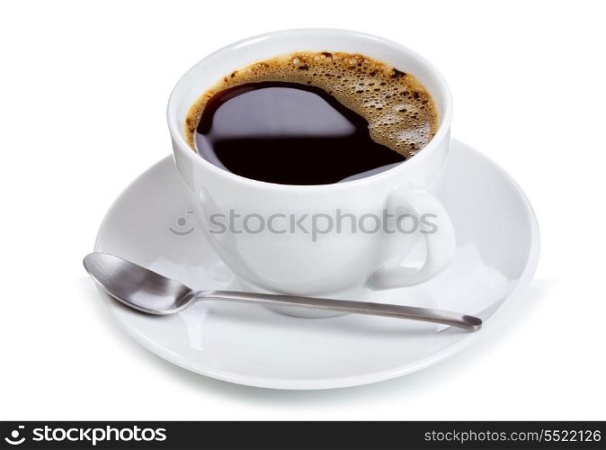 cup of black coffee on white background