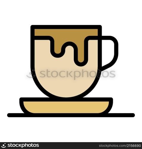 Cup of cappuccino icon. Outline Cup of cappuccino vector icon color flat isolated. Cup of cappuccino icon color outline vector