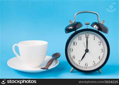 Cup of coffee and alarm clock, Morning, Start up day concept