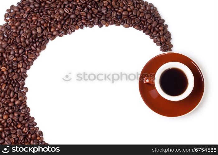 cup of coffee and Coffee beans