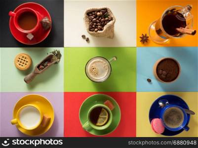 cup of coffee and tea on paper background