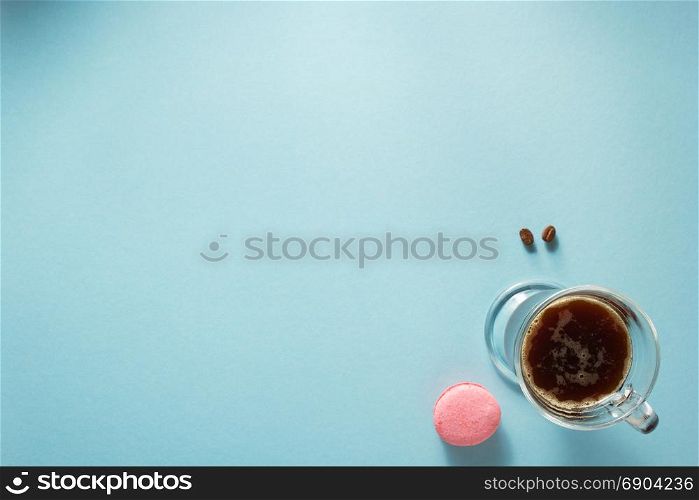cup of coffee at blue colorful background