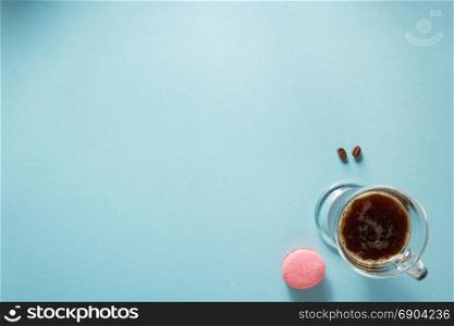 cup of coffee at blue colorful background