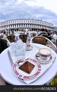 cup of coffee cappucinno drink in outdoor restaurant