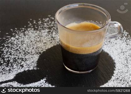 cup of coffee espresso. cup of fresh coffee espresso with foam