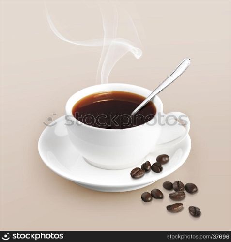 cup of coffee on color background