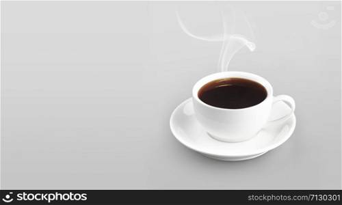 Cup of coffee on color background solid