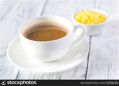 Cup of coffee with ghee butter
