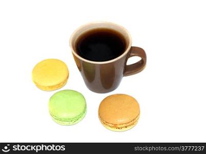 Cup of coffee with macaroon