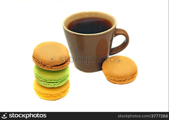 Cup of coffee with macaroon