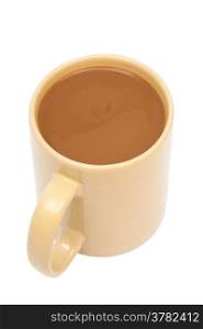 cup of coffee with milk on white background