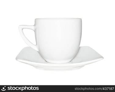 Cup of coffee with saucer isolated on white background