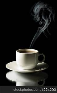 cup of coffee with steam isolated