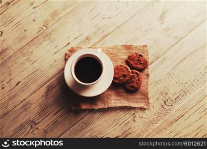 Cup of espresso and biscotti.