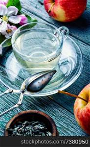 Cup of fruit tea with apple flavor.Apple tea. Apple fruit tea
