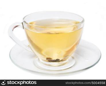 cup of green tea isolated on white