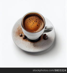 Cup of hot black coffee. Illustration AI Generative 