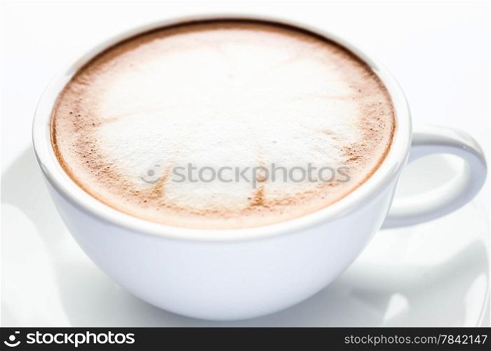 Cup of hot cafe mocha isolated on white background