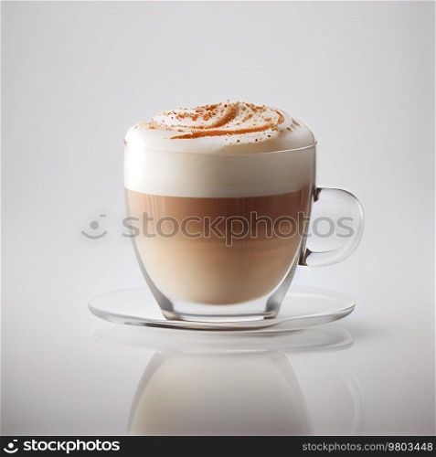 Cup of hot cappuccino coffee. Illustration AI Generative 