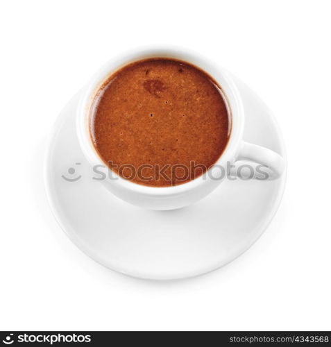 cup of hot chocolate isolated on a white background