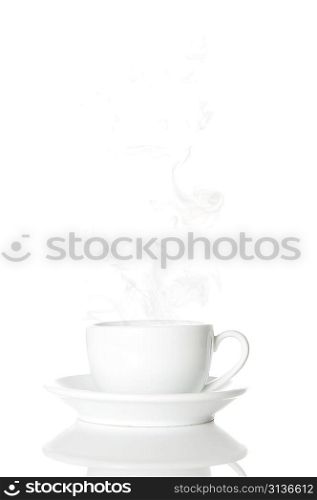 Cup of hot coffe isolated on white background