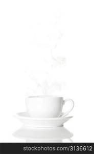 Cup of hot coffe isolated on white background