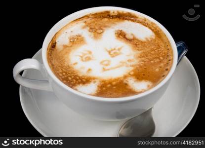 Cup of latte on a dark background