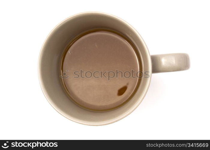 Cup of tea closeup on white background