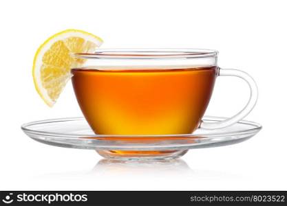 Cup of tea. Cup of tea with lemon on a white background