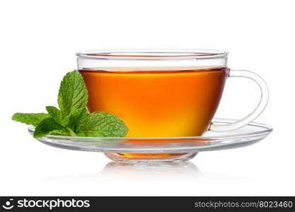 Cup of tea. Cup of tea with mint on a white background