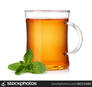 Cup of tea. Cup of tea with mint on a white background