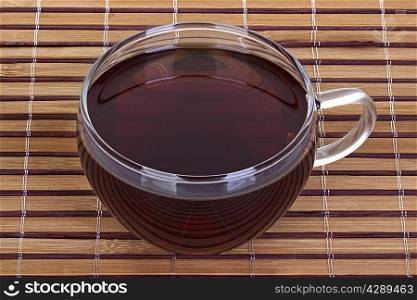 cup of tea on a wooden background