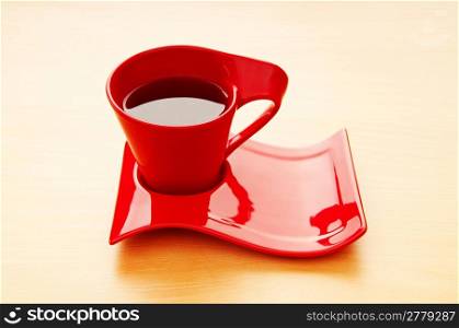 Cup of tea on the wooden background