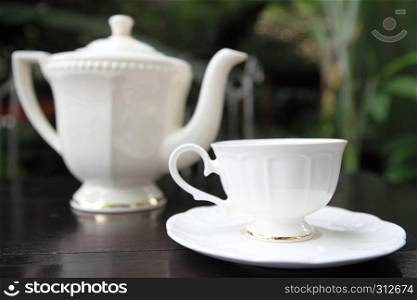 Cup of tea on wood background