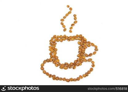 Cup shape coffee beans isolated on white